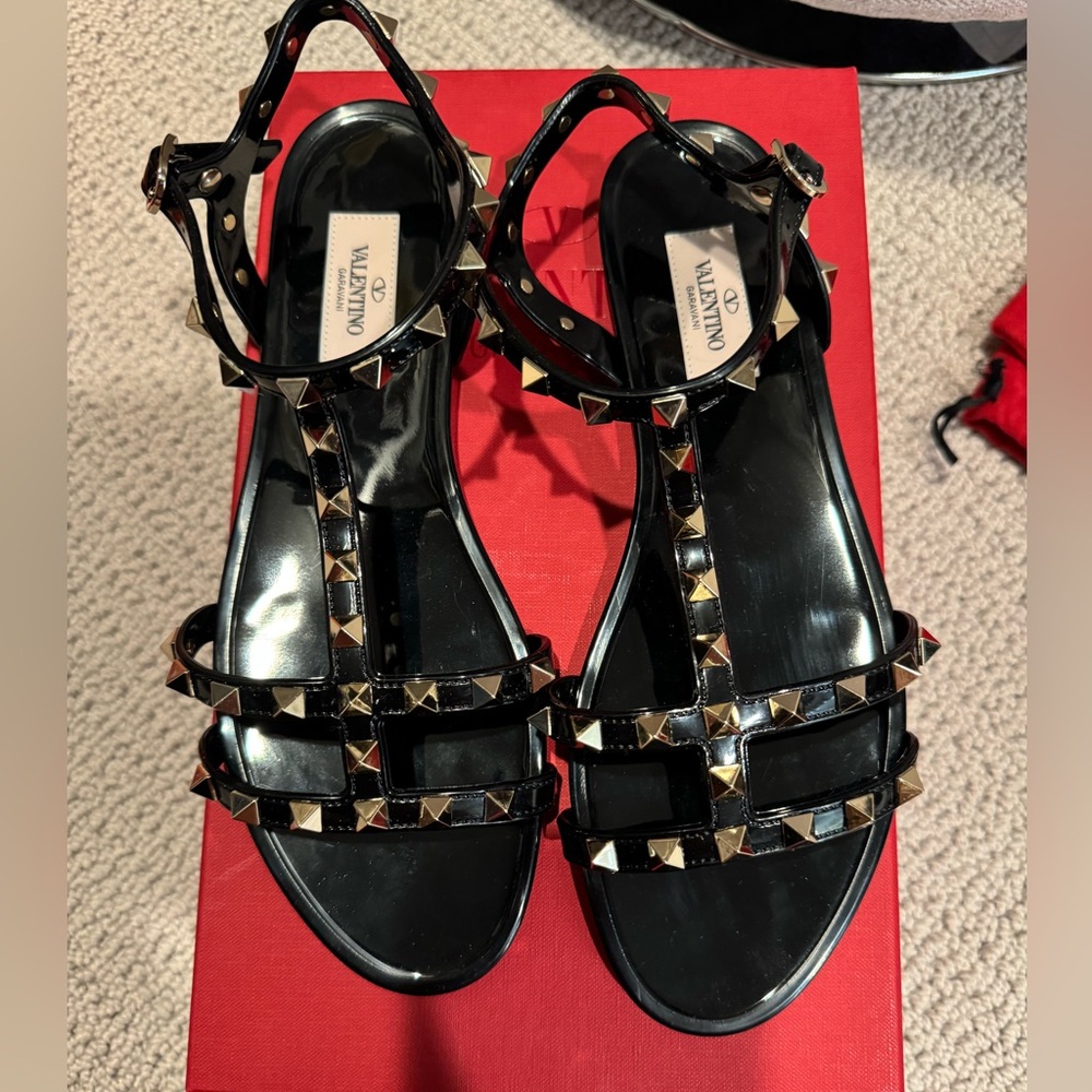 Valentino Black Pyramid Stud Sandals